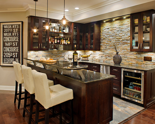 Basement Bar Design Ideas Dark Wood Wet Bar Design Space Wood Cabinets Lighting Style Wine Custom Stone Shelves Countertop Cool Budget Storage Brick